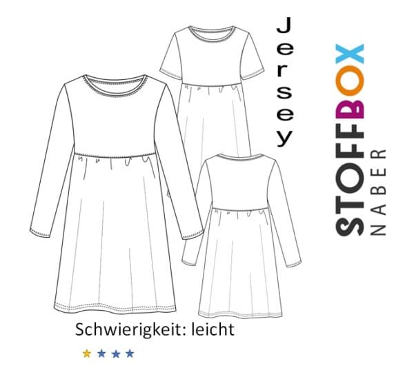 Exklusivschnitt TABEA Kinderkleid für Jersey 86-164