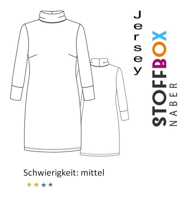 Exklusivschnitt KALINDA Jerseykleid mit Rollkragen 36-56